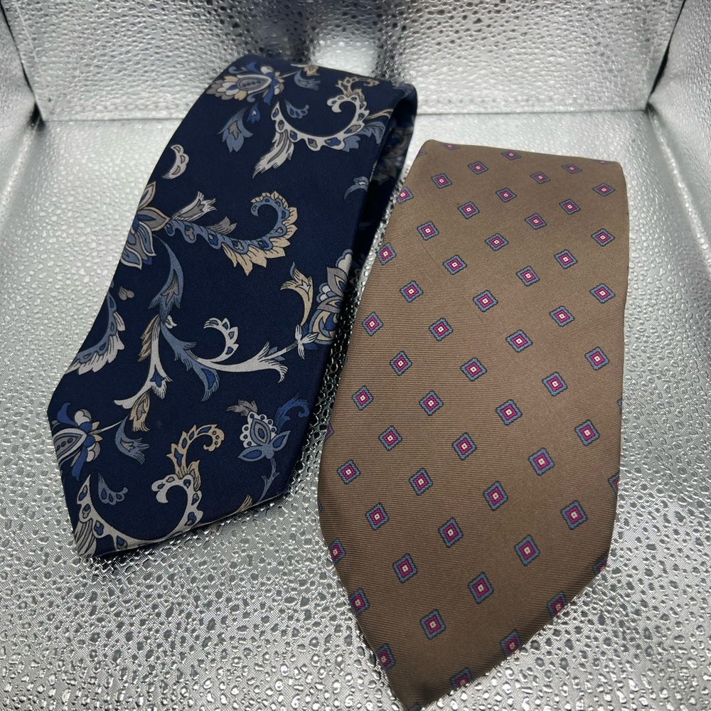 Dior Blue Paisley and Brown Geometric Ties